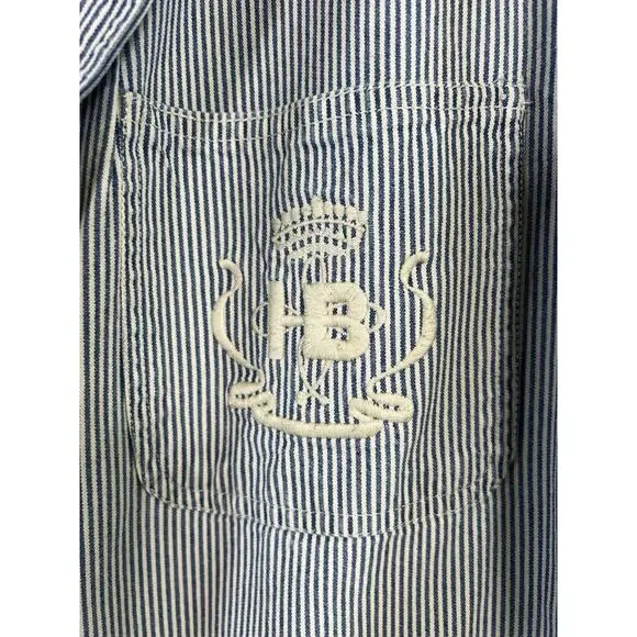 Harve Benard Vtg 90s Women's Blazer White Blue Striped Nautical Women’s L Cotton - Picture 6 of 13